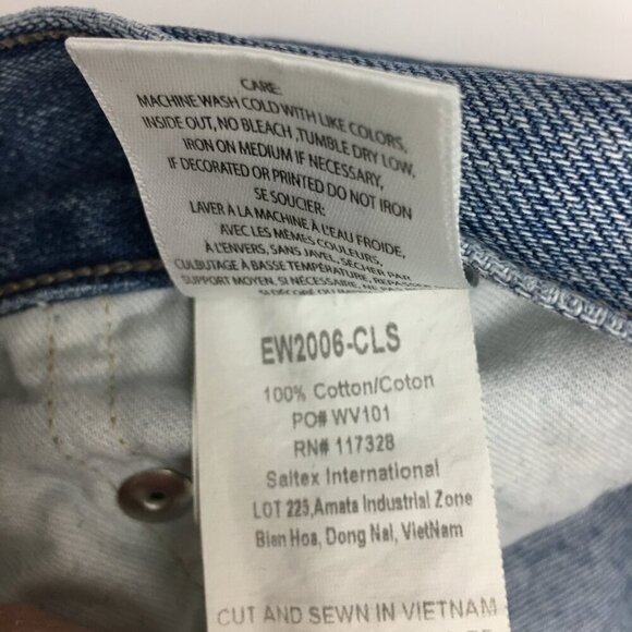 Edwin Women's Jeans Classic Straight Leg Button Fly Distressed size 25 length 29 - Picture 8 of 9